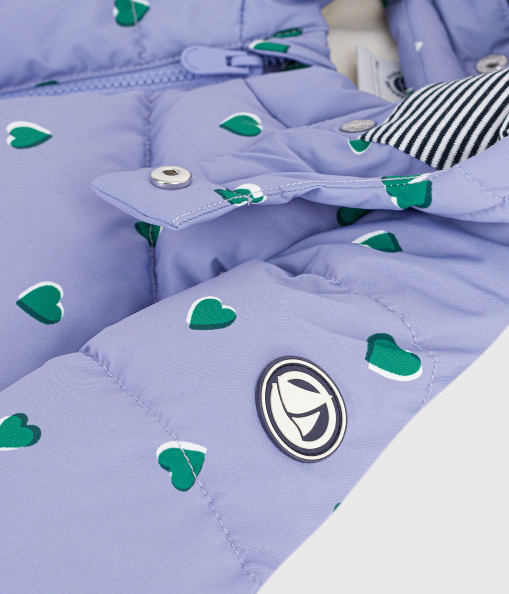 doudoune bebe en polyester imprime animalier violet