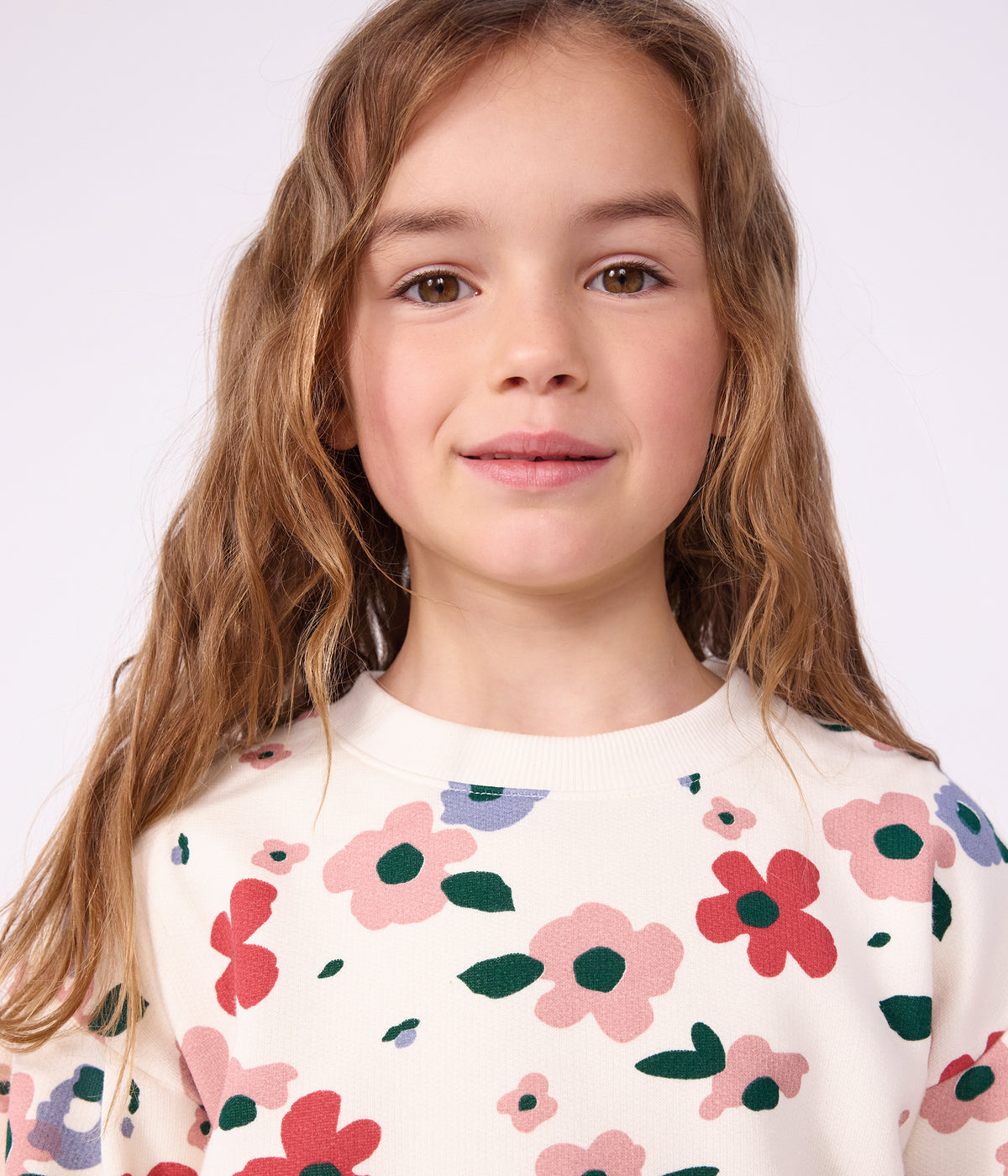 sweatshirt enfant en coton imprime fleurs