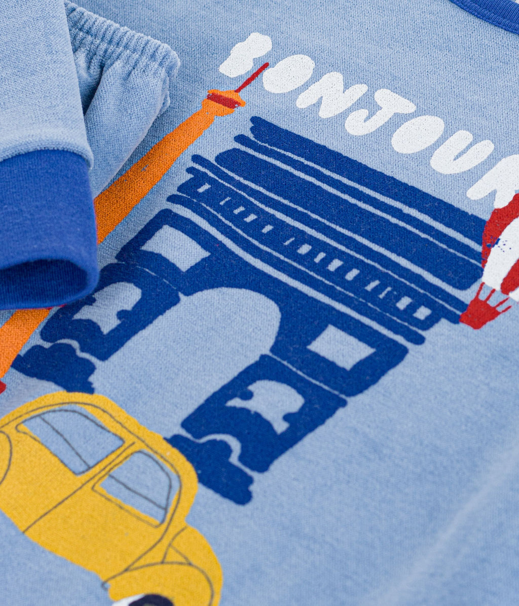pyjama enfant en velours a motif paris