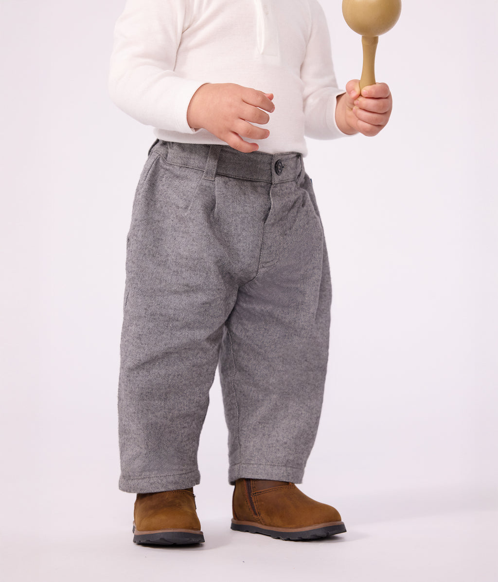 pantalon bebe en flanelle unie