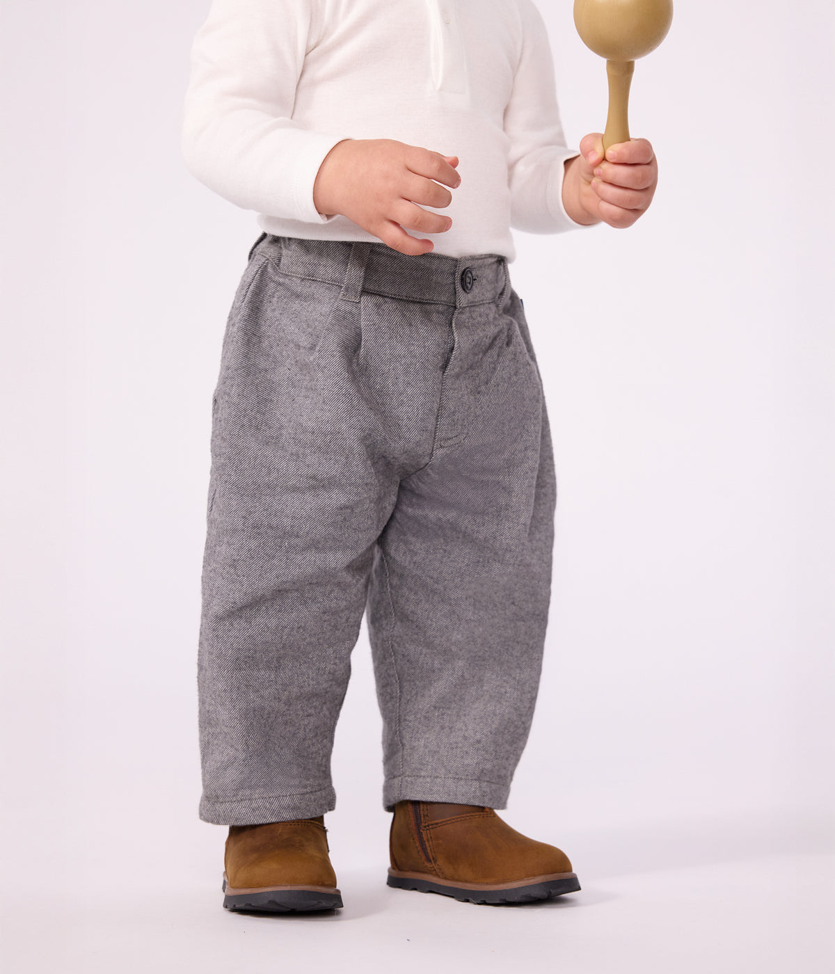 pantalon bebe en flanelle unie