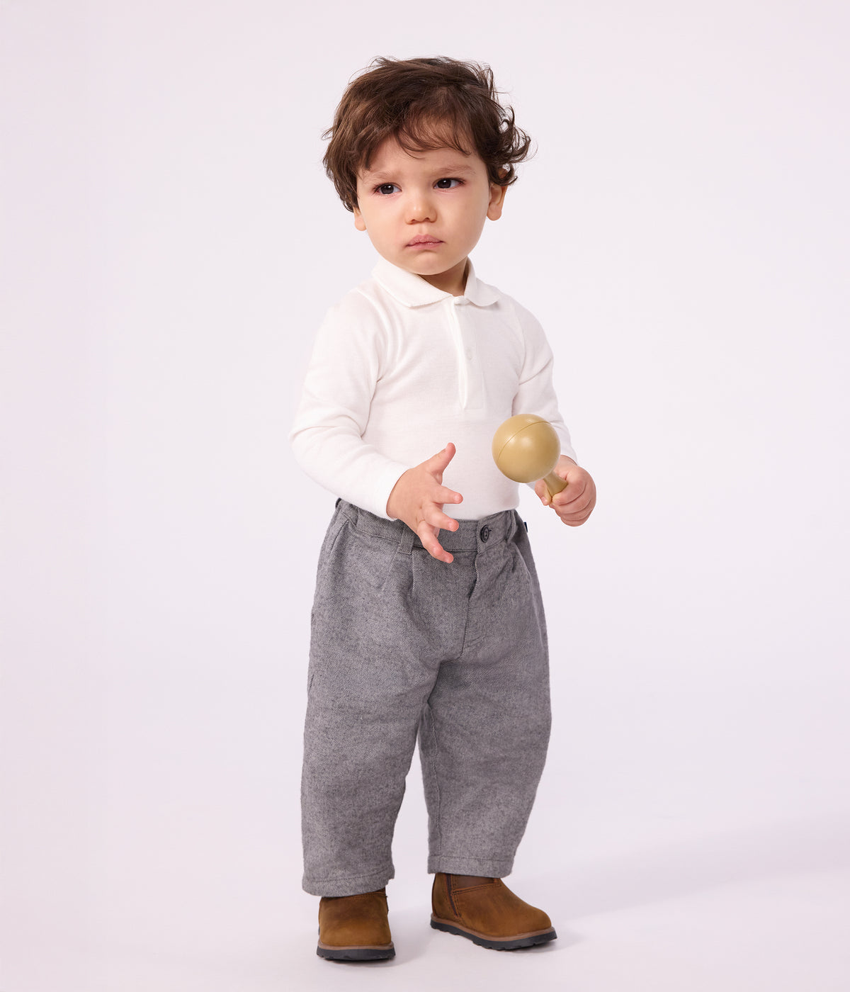 pantalon bebe en flanelle unie