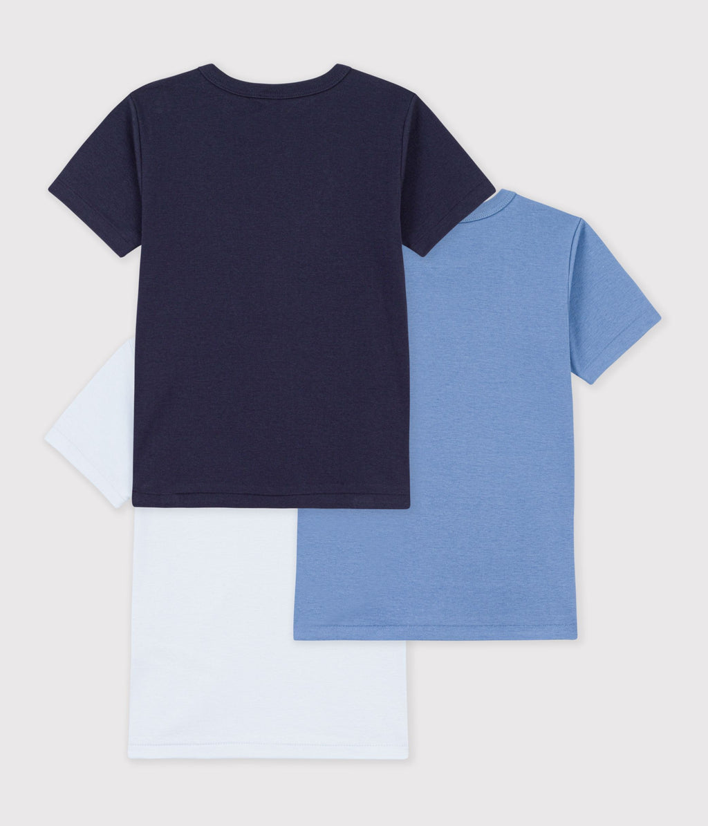 lot de tee shirts enfant en coton manches courtes unis multicouleur
