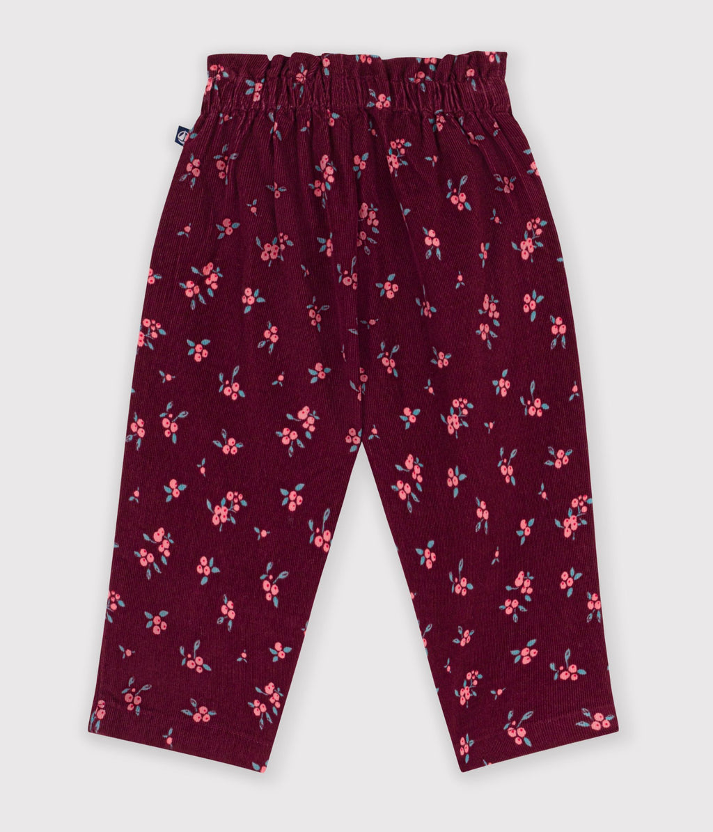 pantalon bebe en velours imprime a fleurs