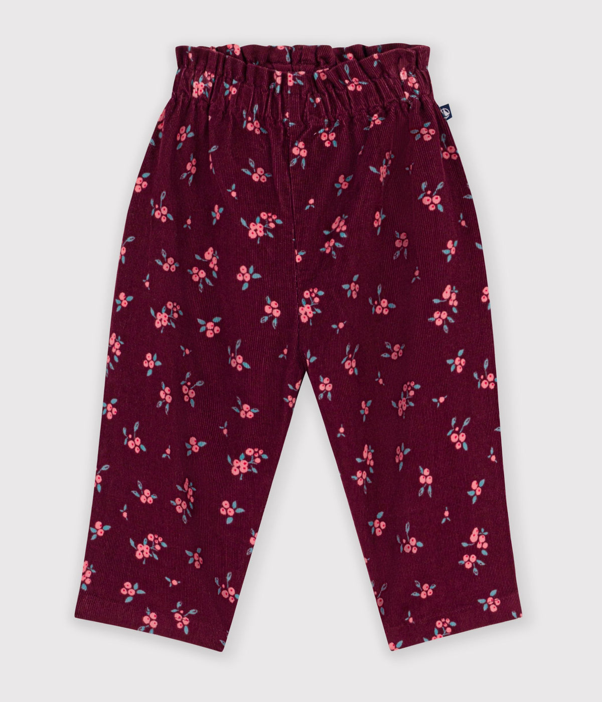 pantalon bebe en velours imprime a fleurs