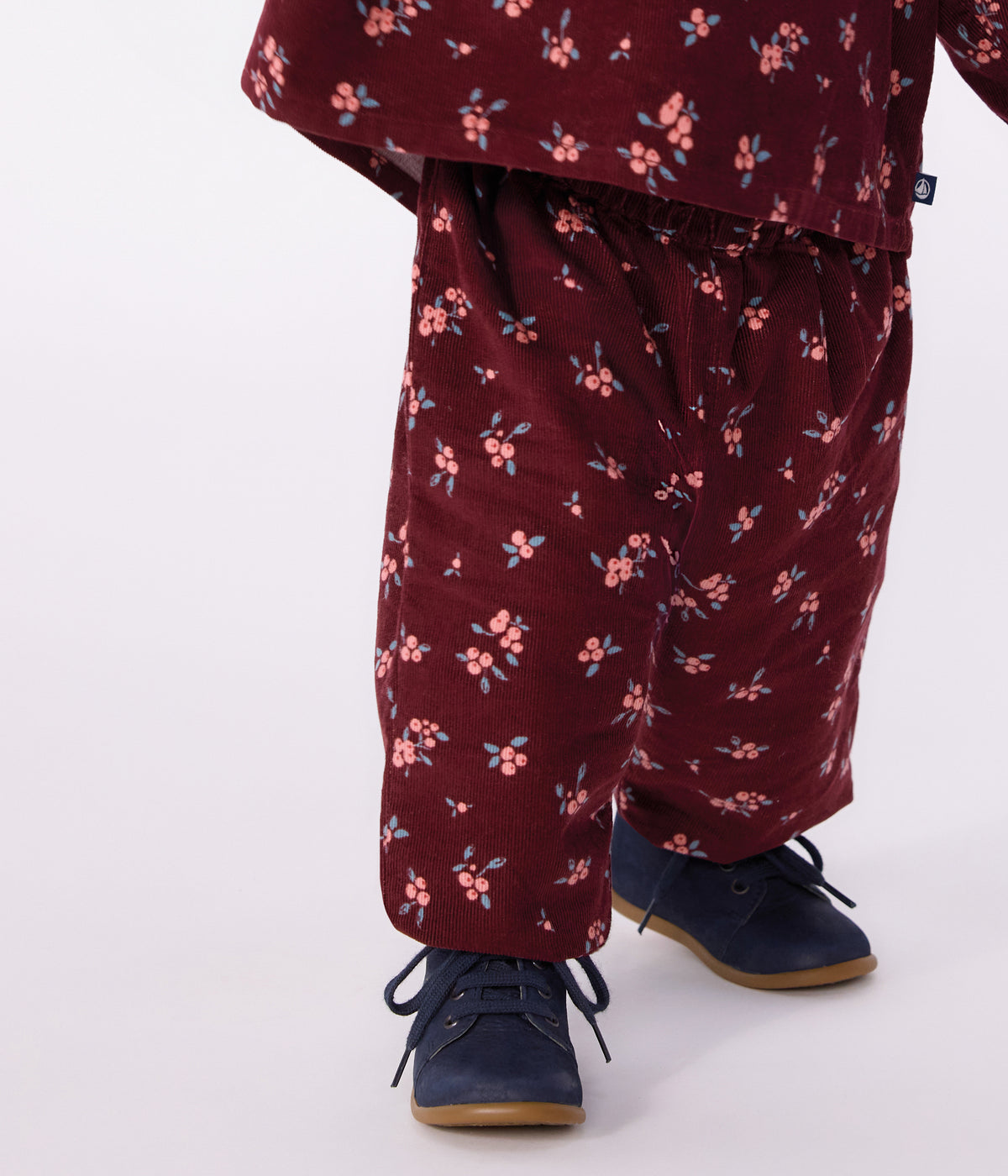 pantalon bebe en velours imprime a fleurs
