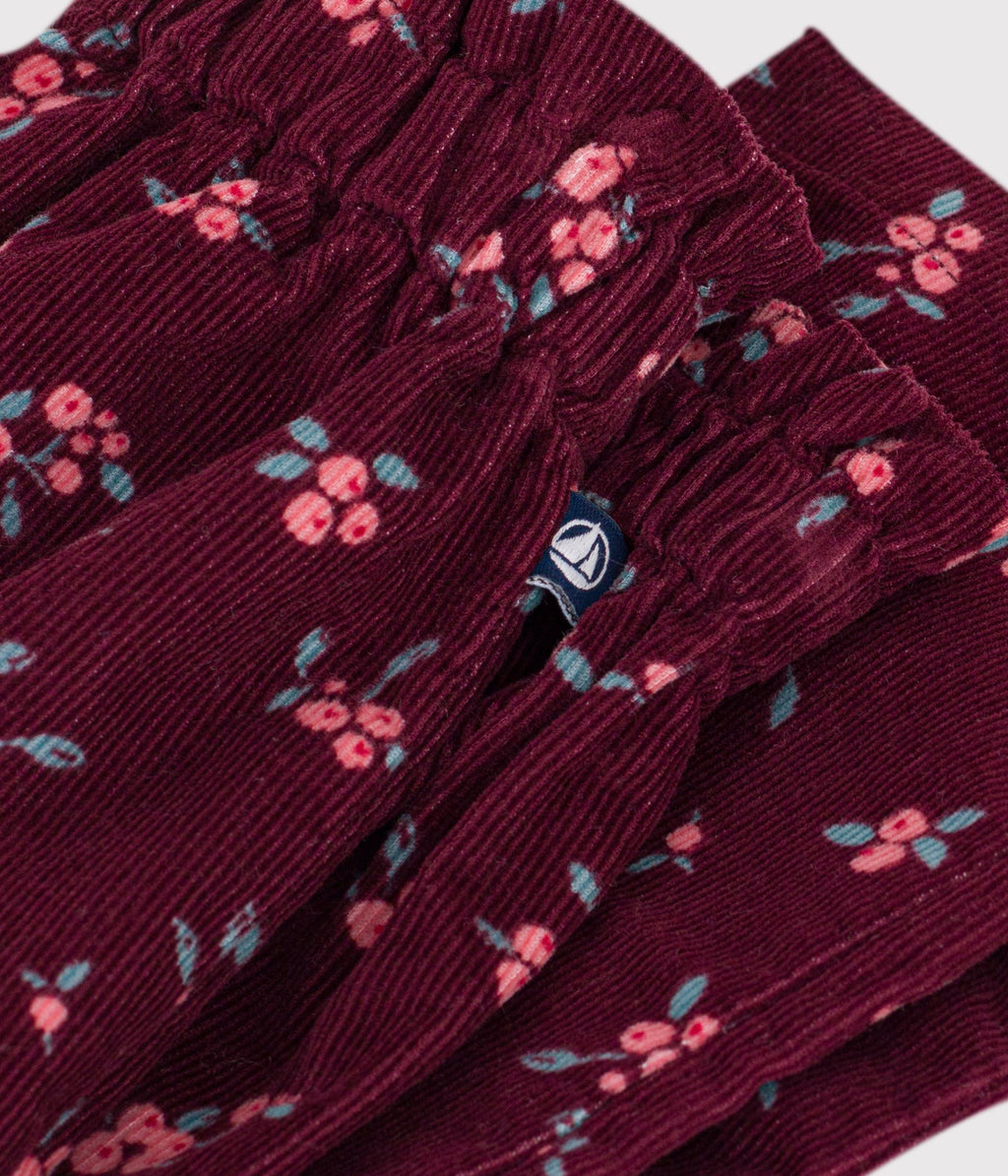 pantalon bebe en velours imprime a fleurs