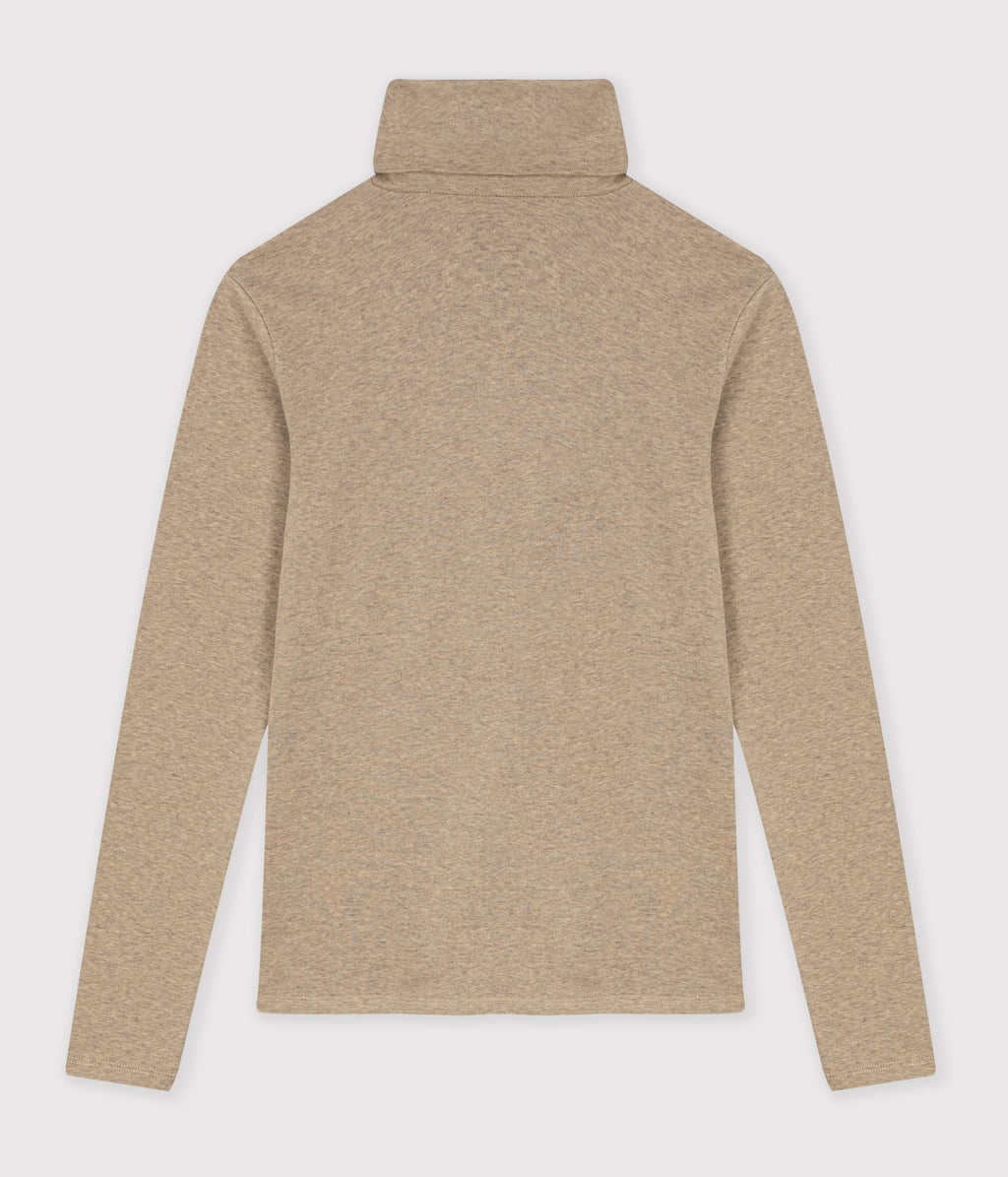 sous pull femme en coton uni beige