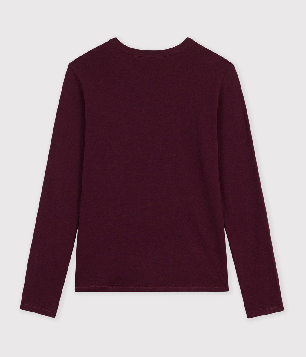 tee shirt femme en coton manches longue uni 04