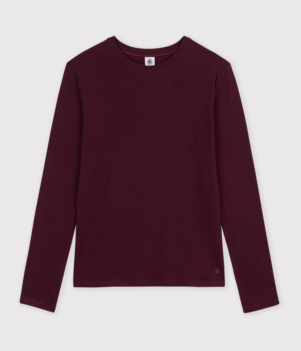 tee shirt femme en coton manches longue uni 04