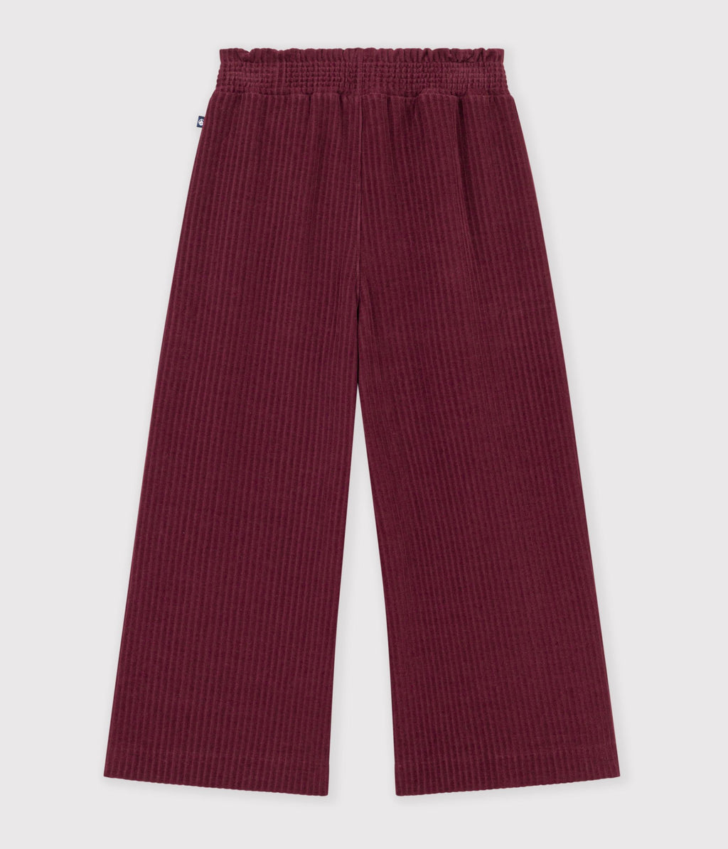 pantalon wide leg enfant en coton bordeaux