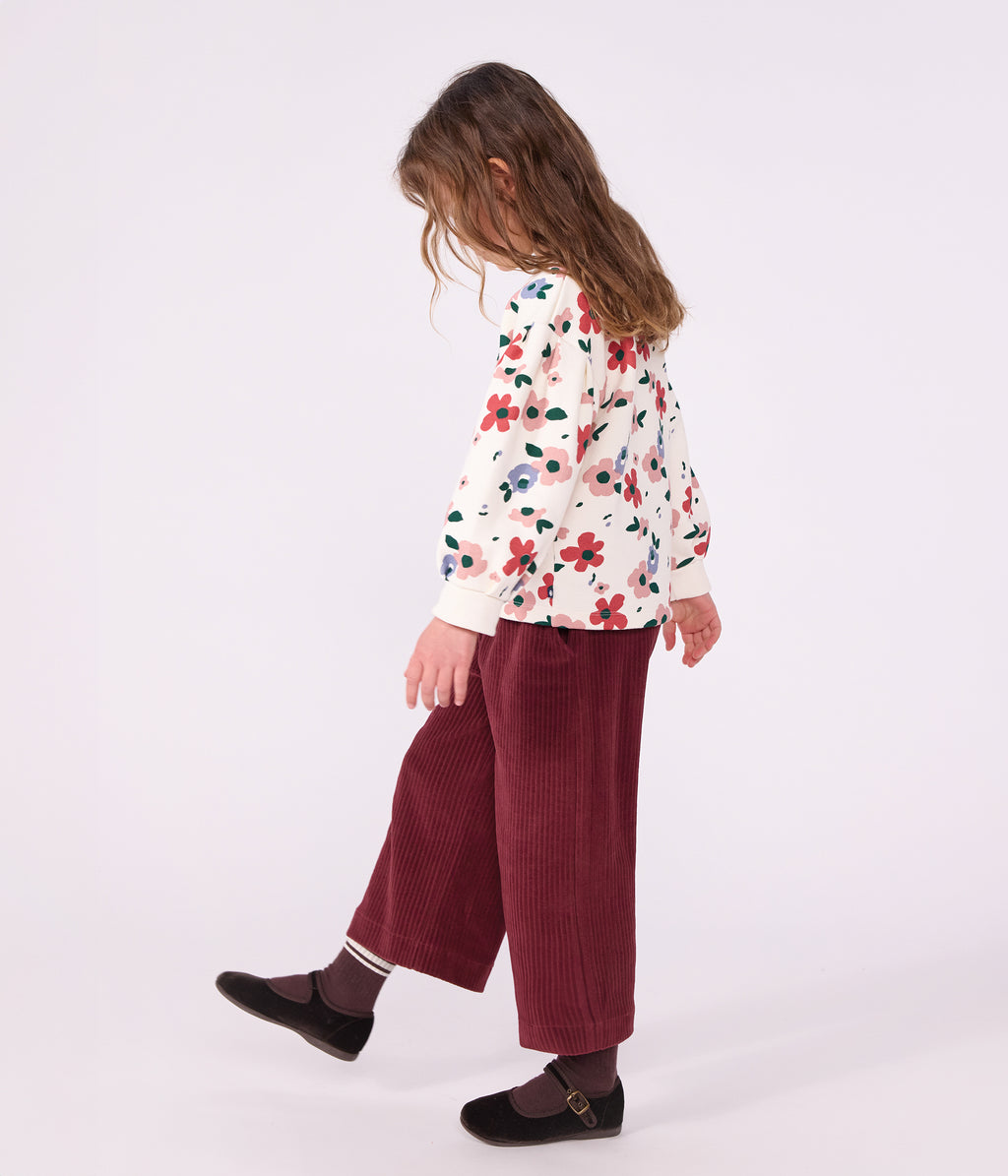 pantalon wide leg enfant en coton bordeaux