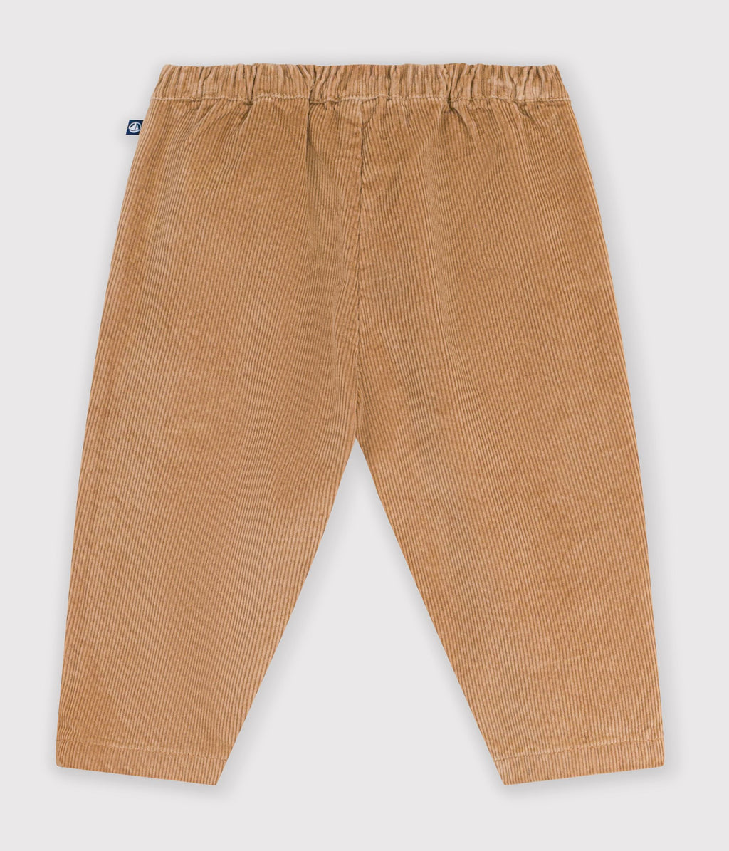 pantalon bebe en velours uni beige fonce