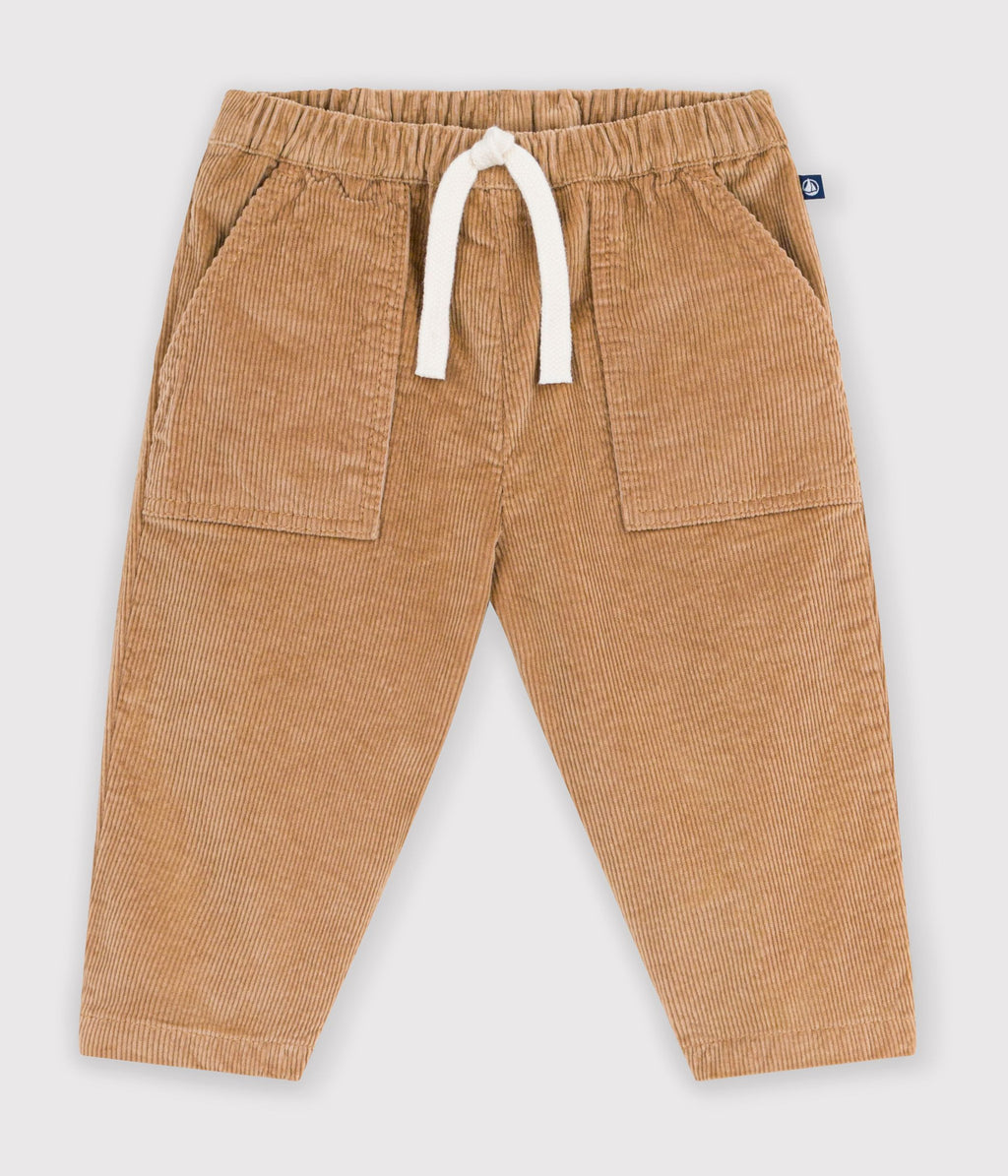 pantalon bebe en velours uni beige fonce