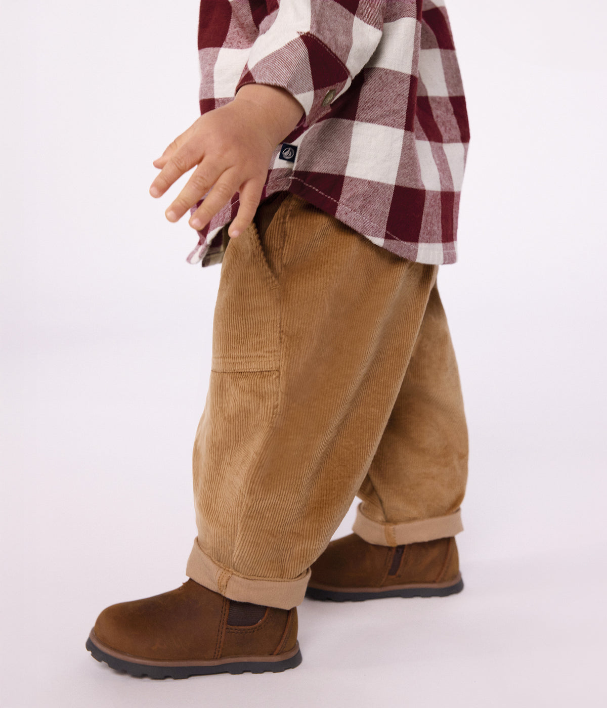 pantalon bebe en velours uni beige fonce