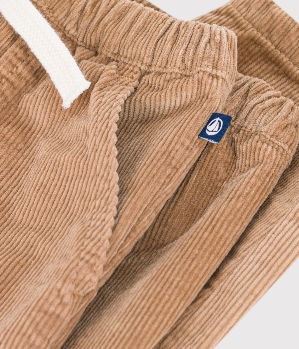 pantalon bebe en velours uni beige fonce