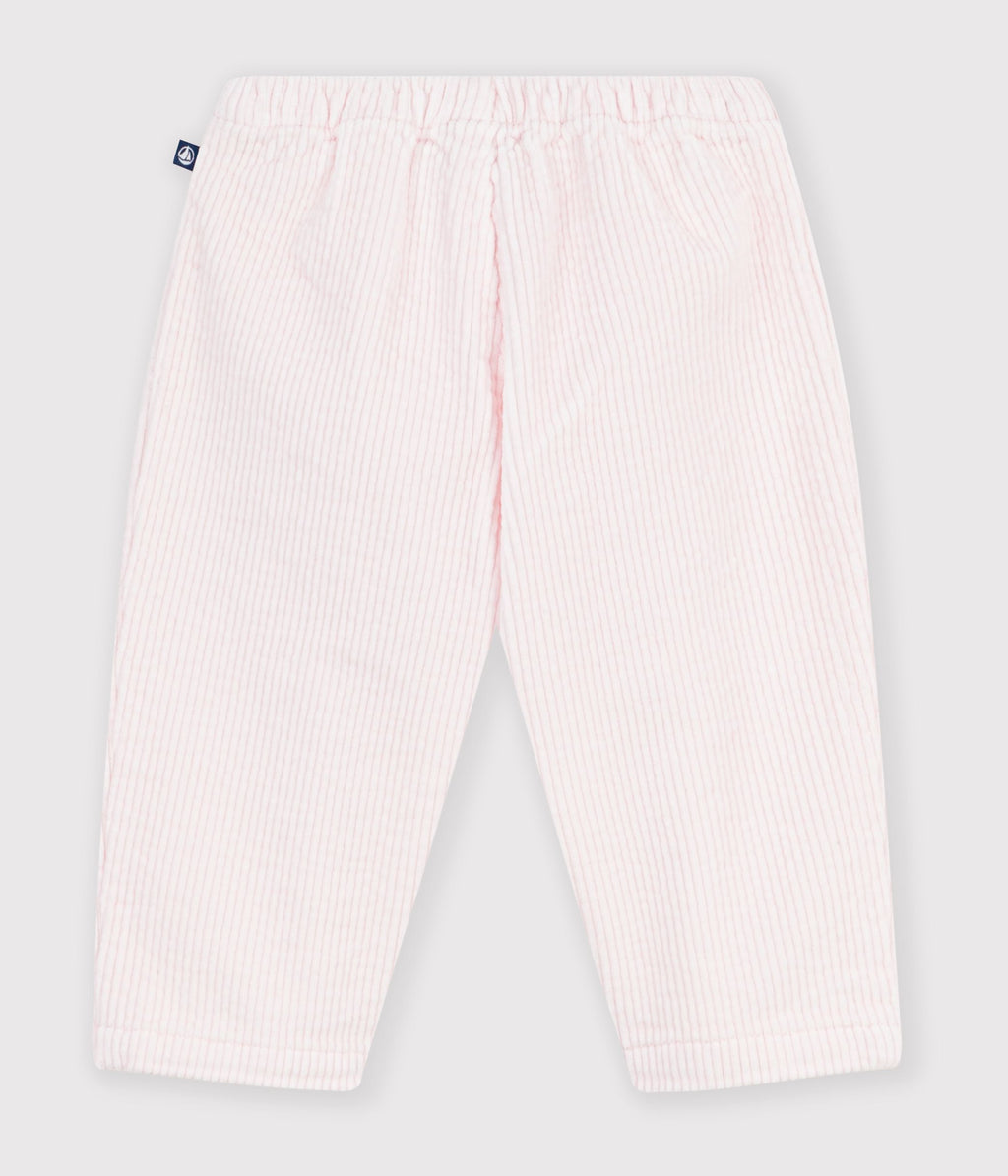 pantalon bebe en velours uni rose
