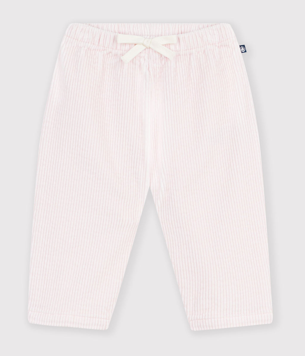 pantalon bebe en velours uni rose