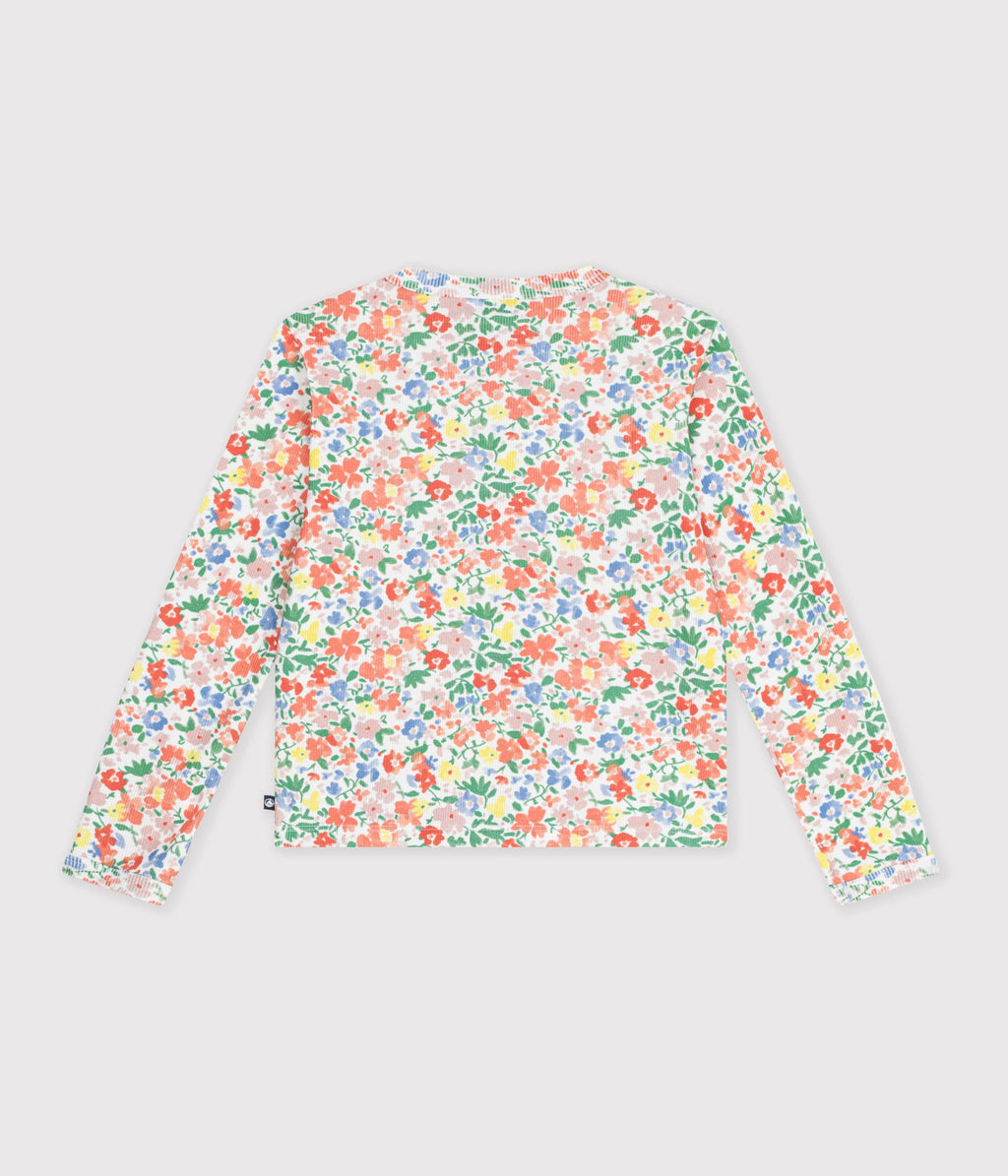 cardigan enfant en coton a fleurs