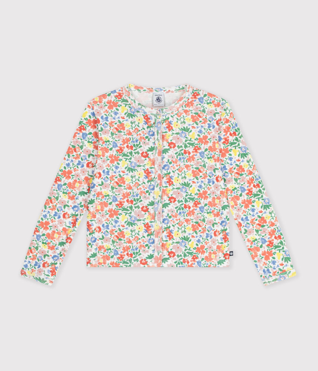 cardigan enfant en coton a fleurs