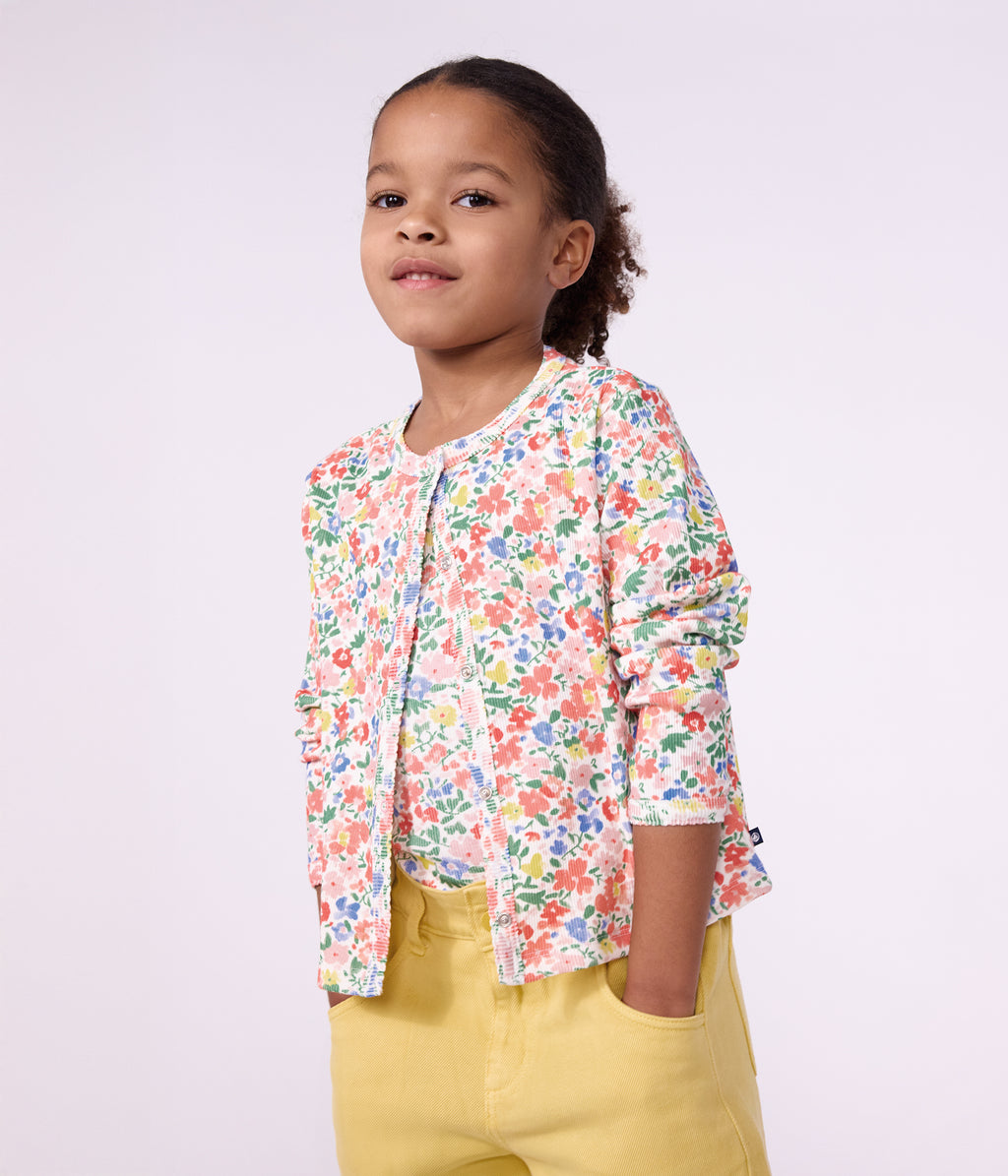 cardigan enfant en coton a fleurs