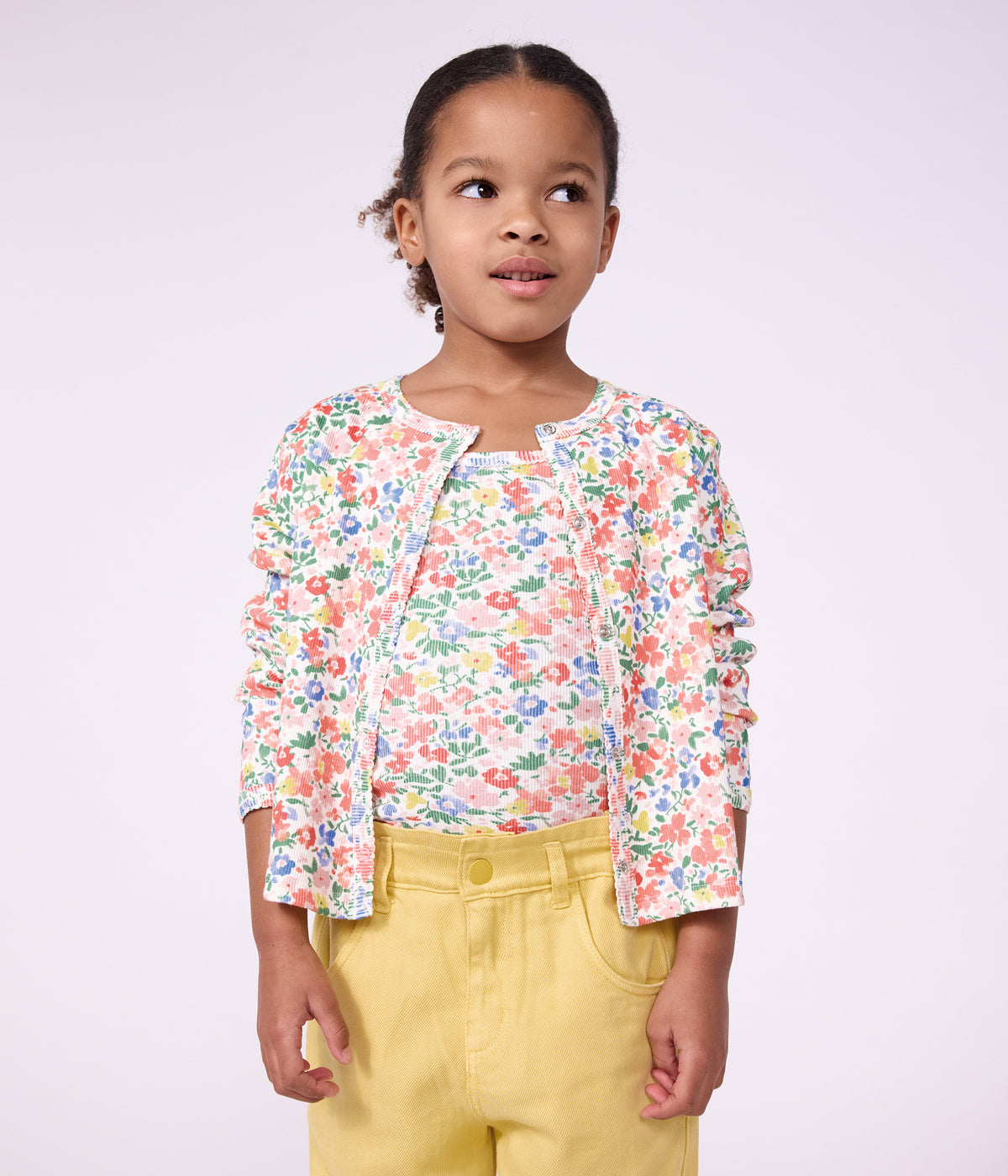 cardigan enfant en coton a fleurs