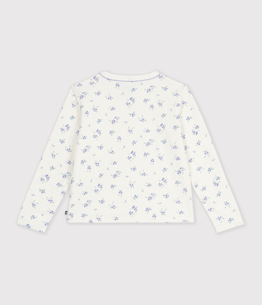 cardigan enfant en coton a fleurs ecru