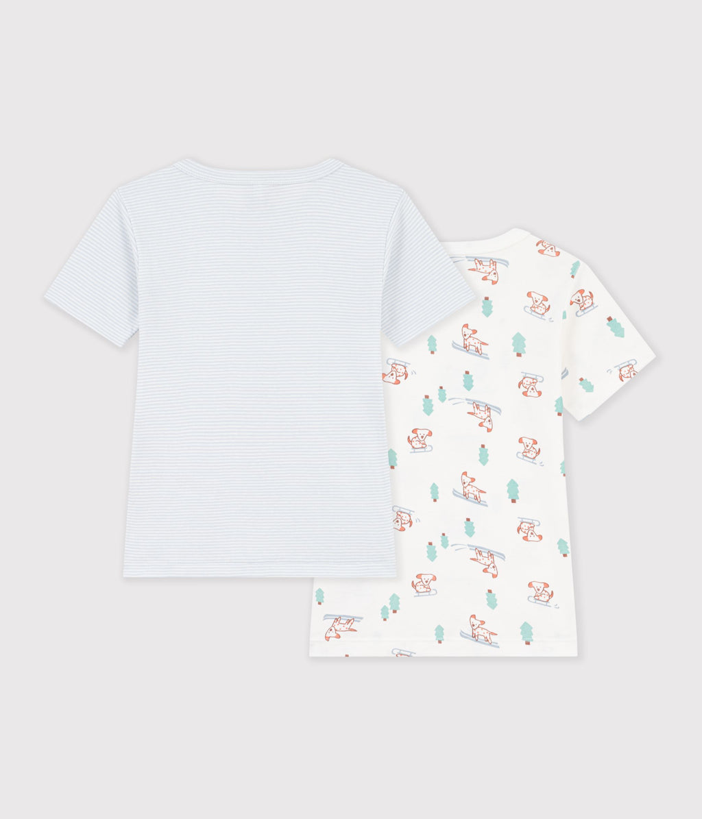 Lot de tee-shirts enfant en coton manches courtes imprimé chiens Petit Bateau, vue 3