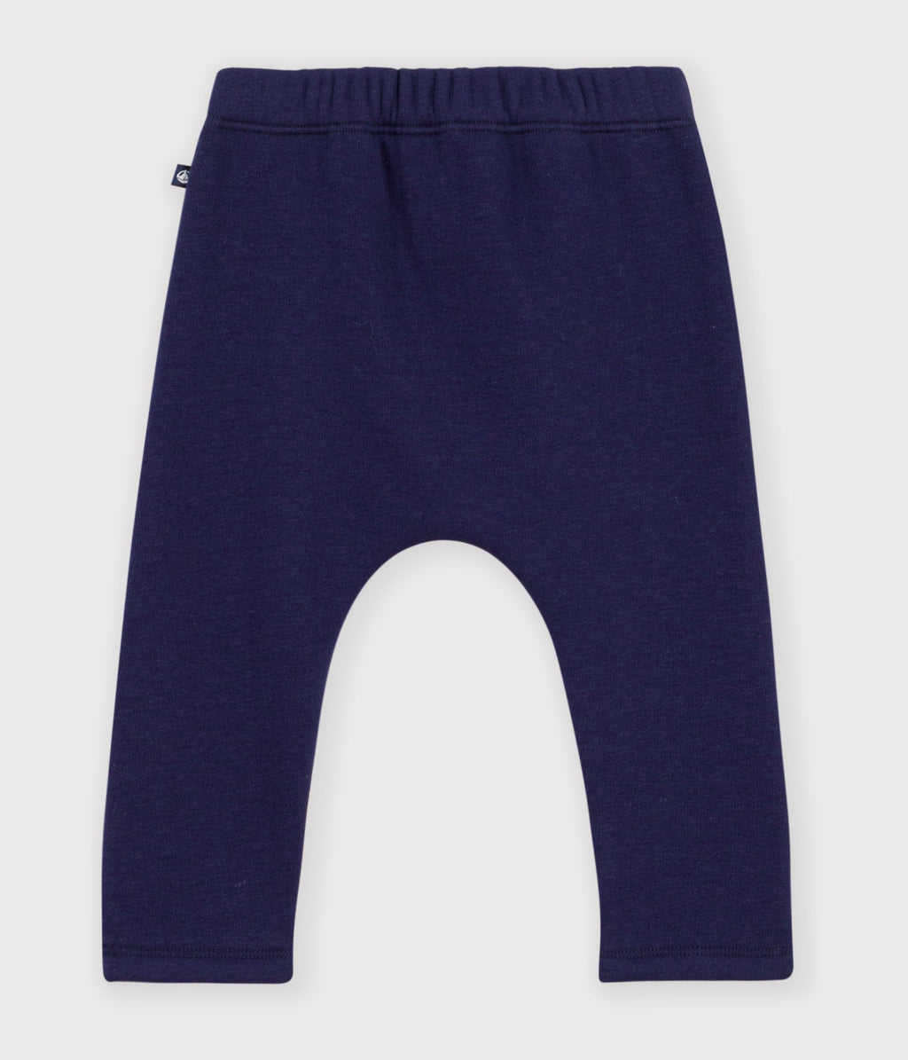 pantalon bebe en coton uni bleu marine