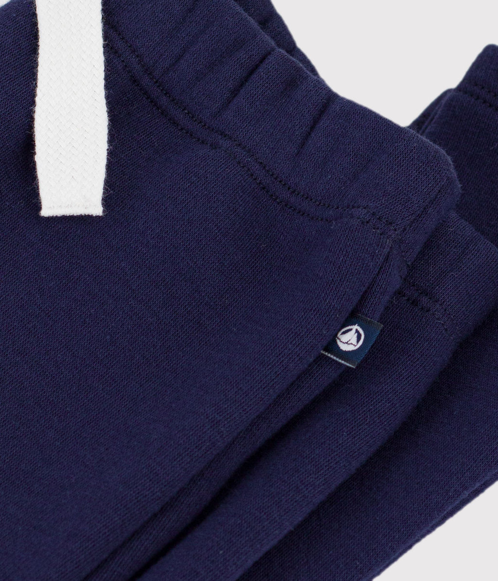 pantalon bebe en coton uni bleu marine