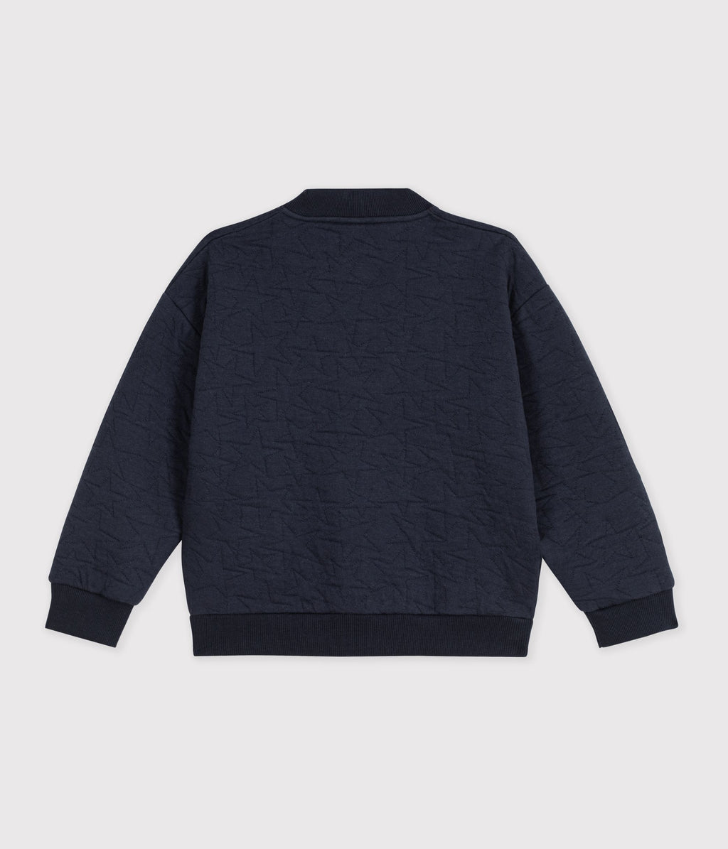 cardigan enfant en coton uni bleu marine