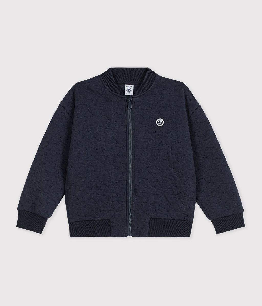 cardigan enfant en coton uni bleu marine