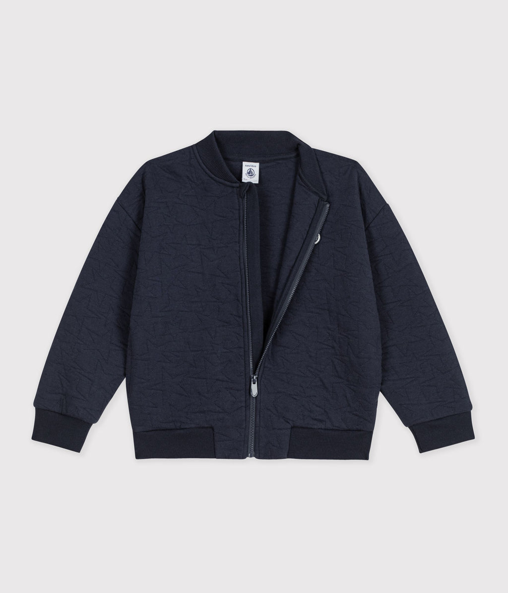 cardigan enfant en coton uni bleu marine
