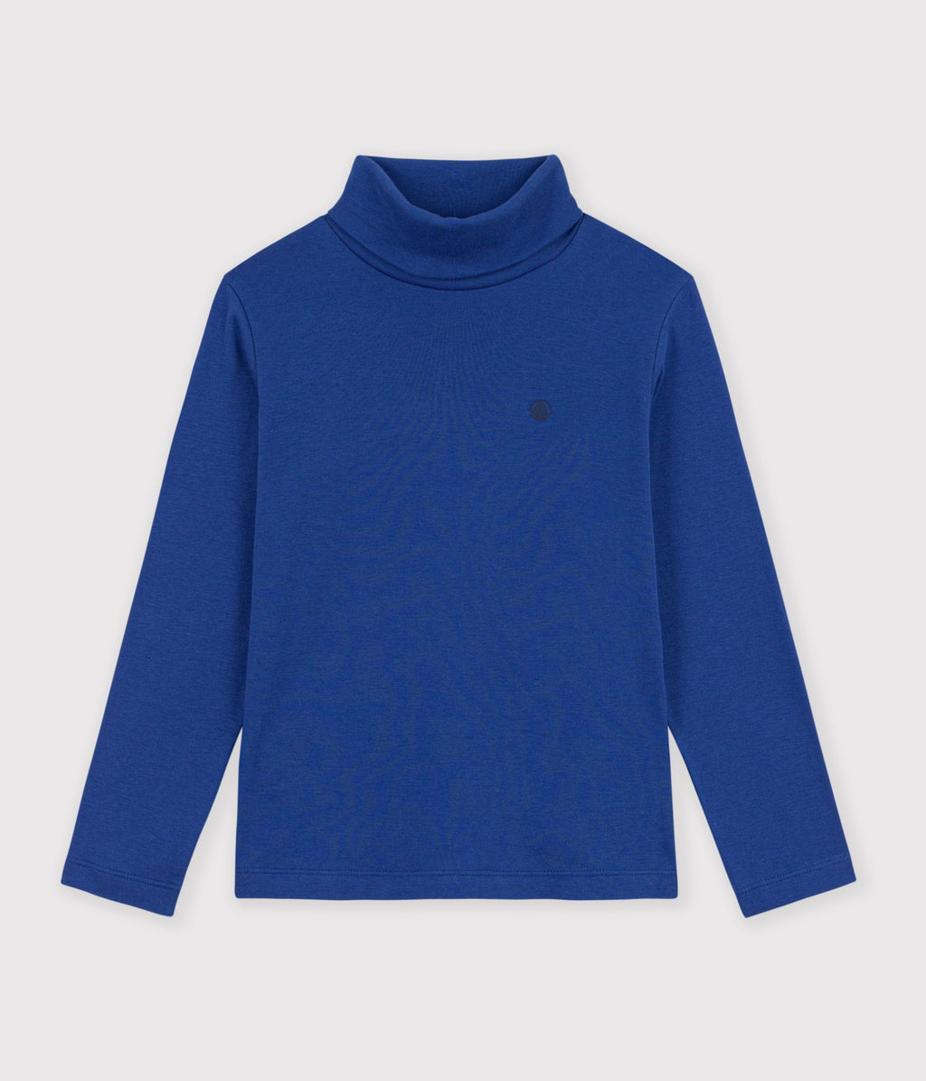 sous pull enfant en coton uni bleu