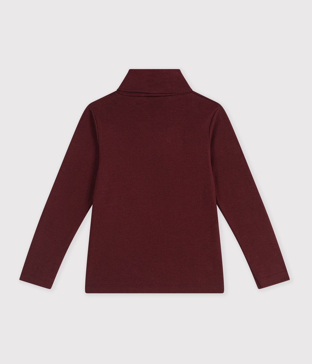 sous pull enfant en coton uni bordeaux