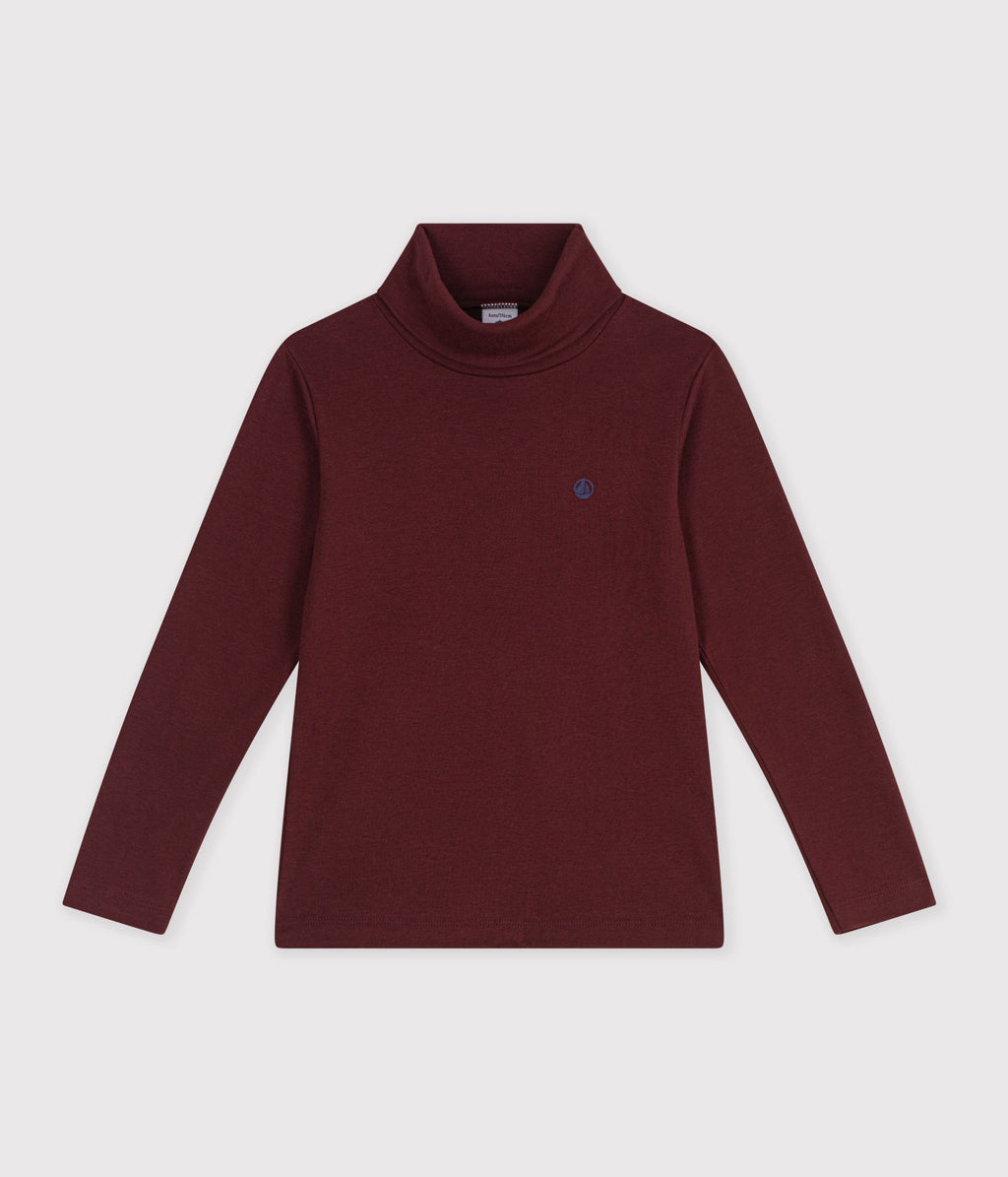 sous pull enfant en coton uni bordeaux