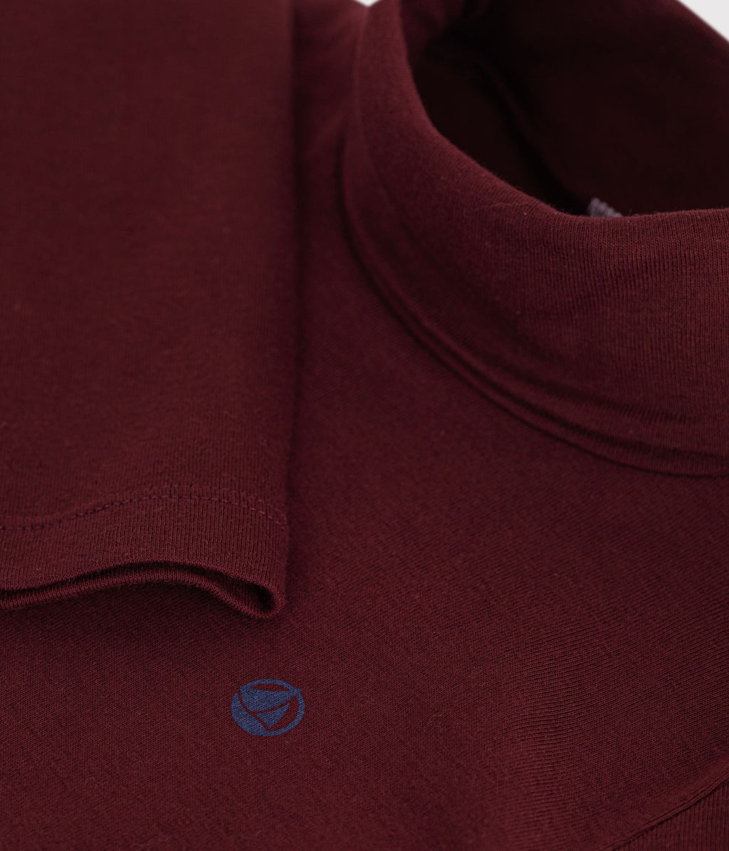 sous pull enfant en coton uni bordeaux
