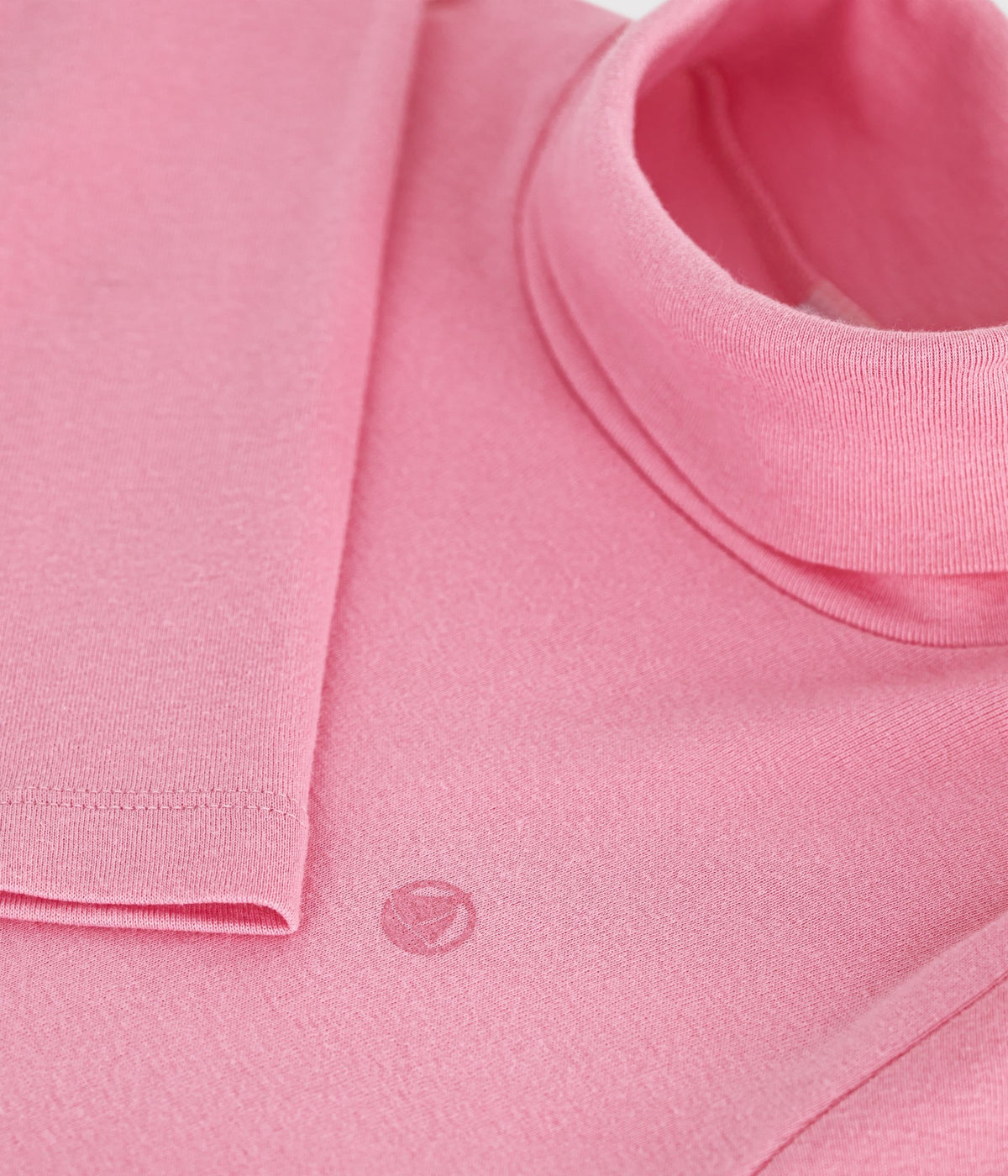 sous pull enfant en coton uni rose