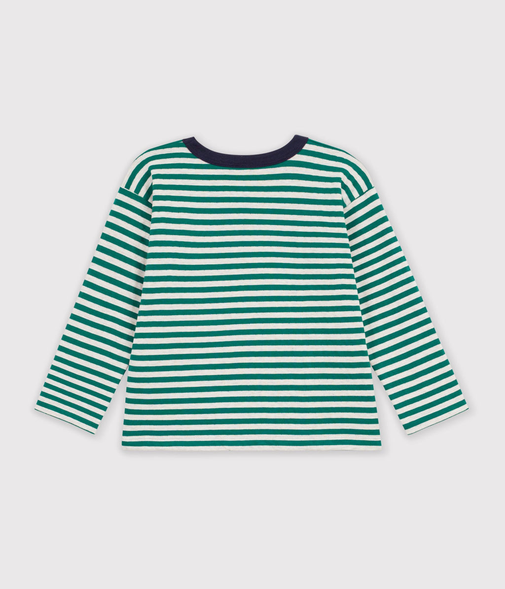 tee shirt enfant manches longues a rayures vert