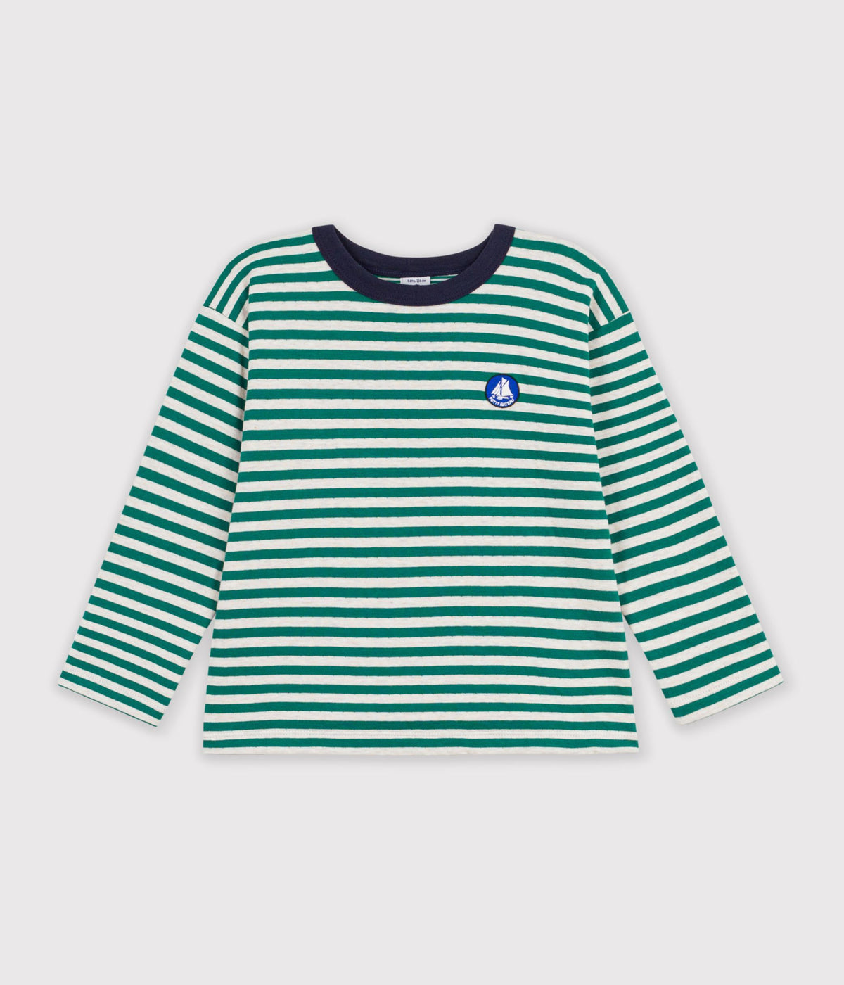 tee shirt enfant manches longues a rayures vert