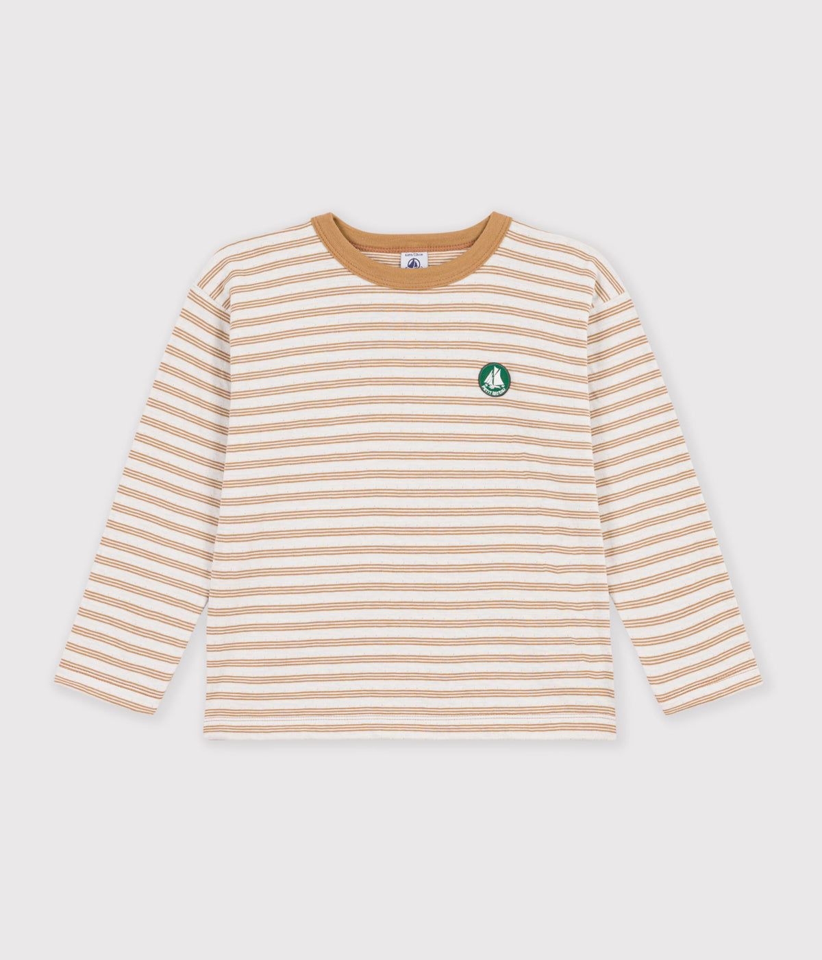 tee shirt enfant manches longues a rayures beige