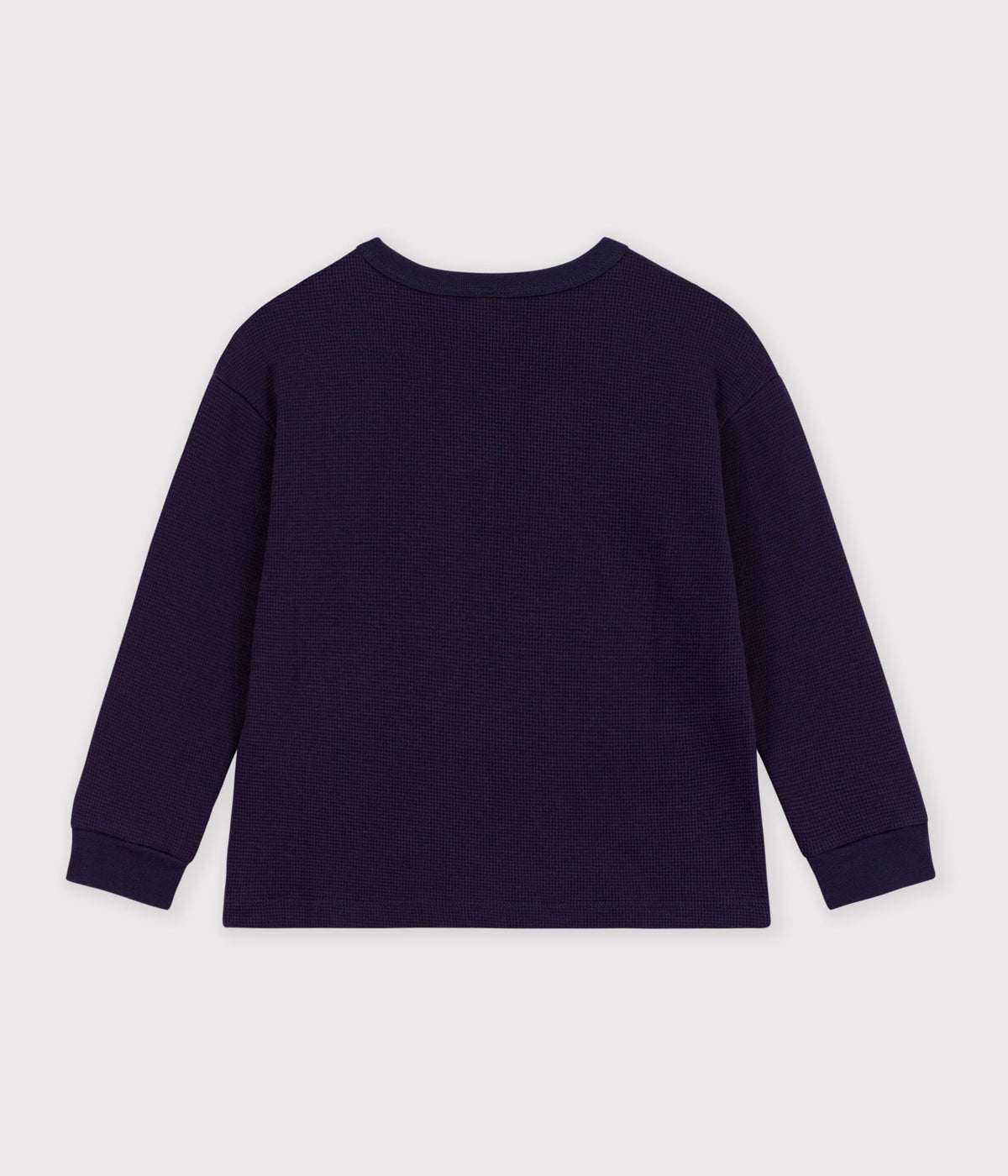tee shirt enfant manches longues en coton uni bleu marine