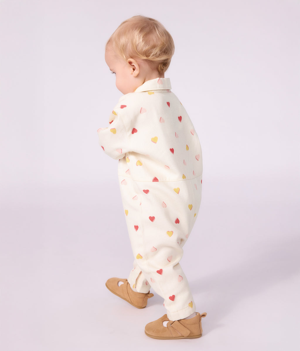 combinaison longue bebe en coton imprime coeurs