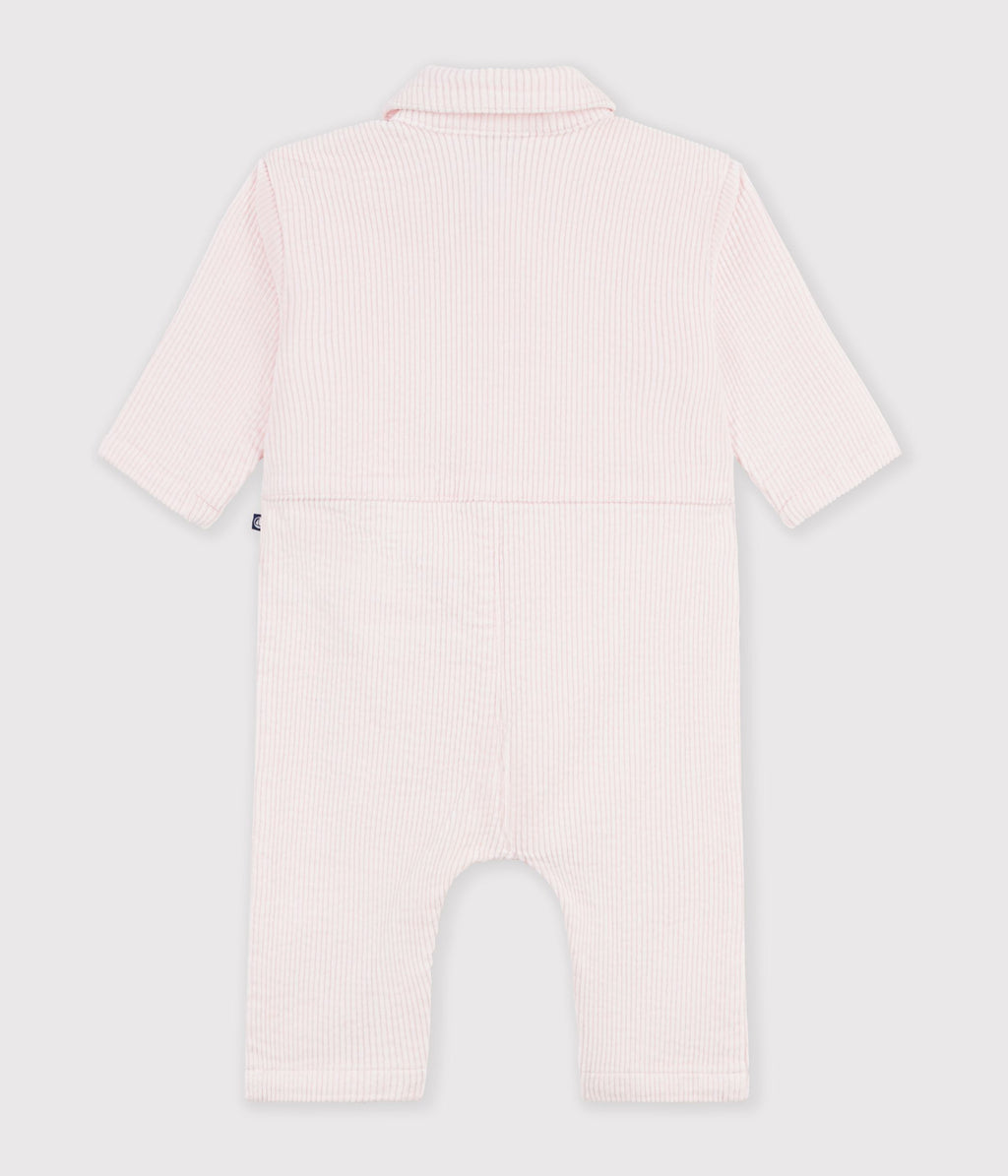 combinaison longue bebe en velours uni rose
