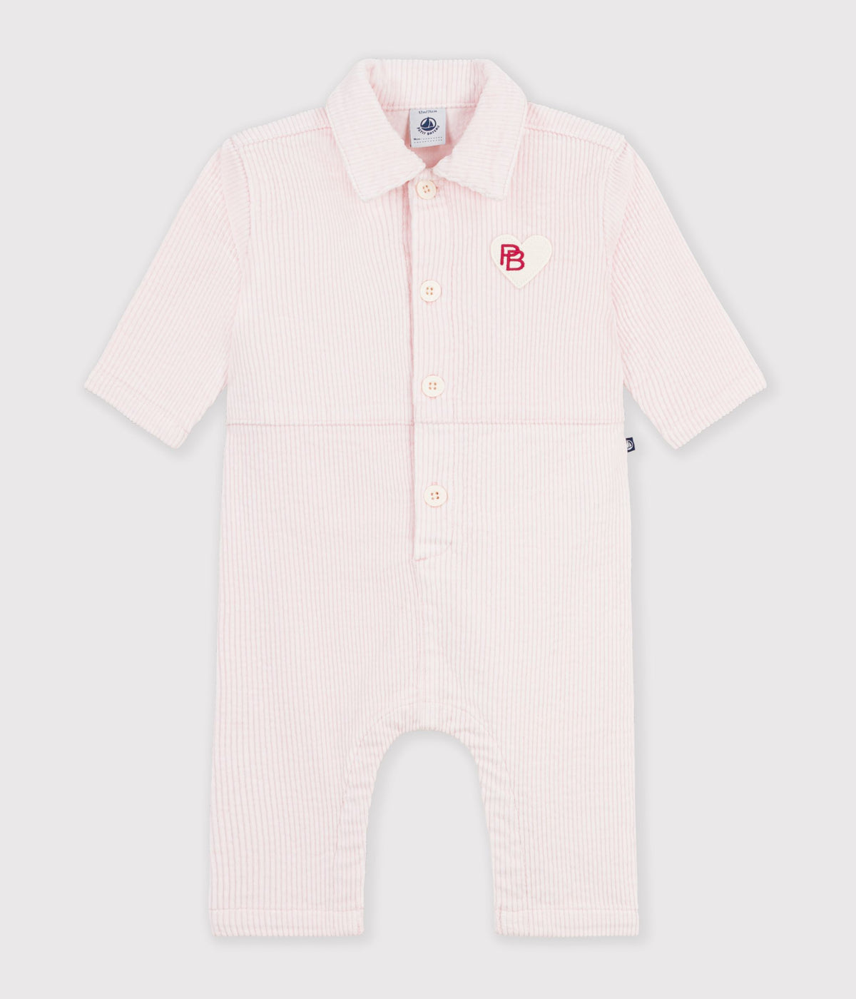 combinaison longue bebe en velours uni rose