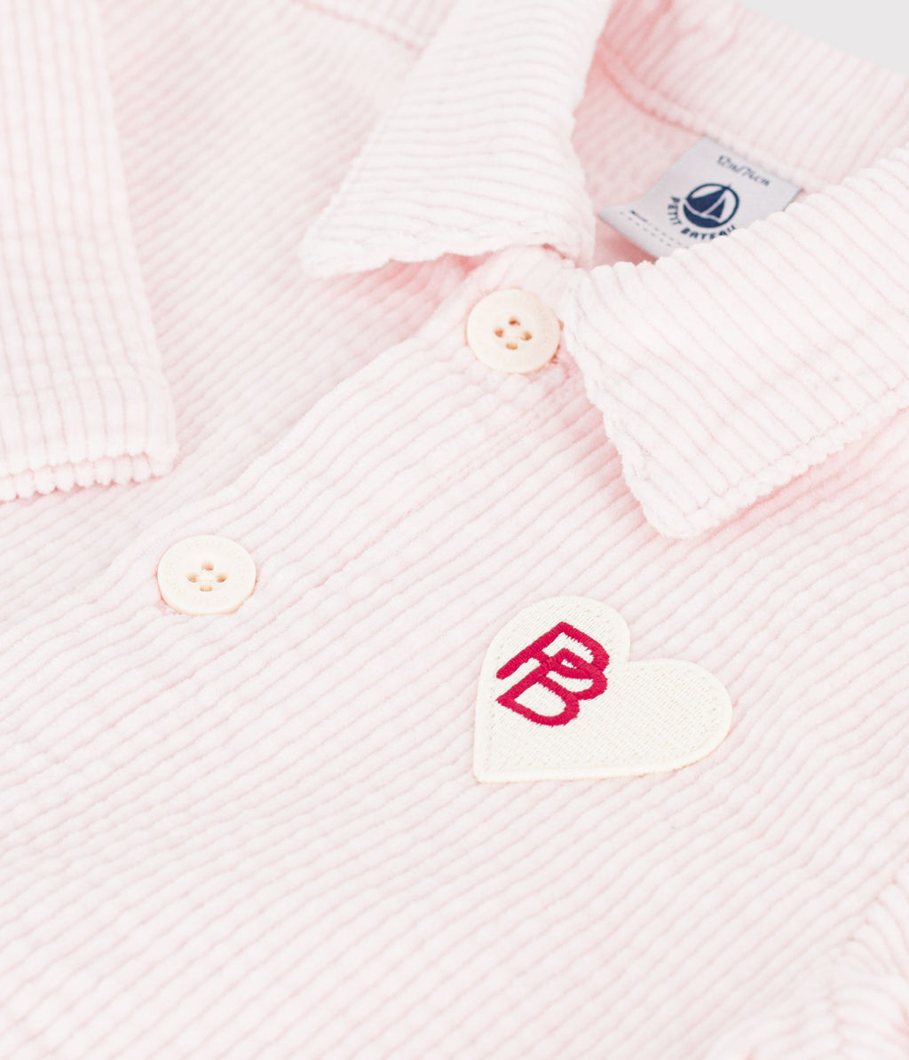 combinaison longue bebe en velours uni rose
