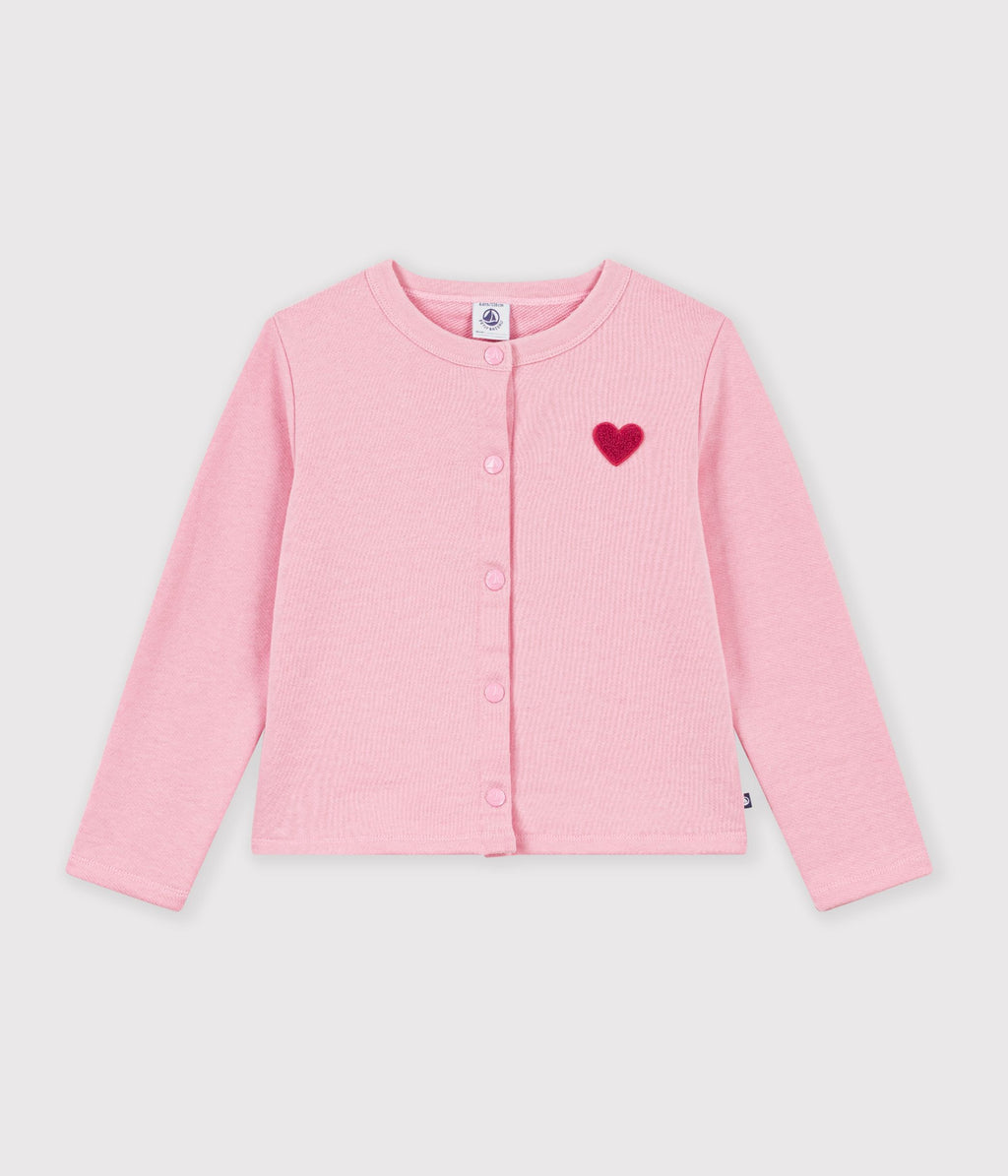 cardigan enfant en coton uni rose