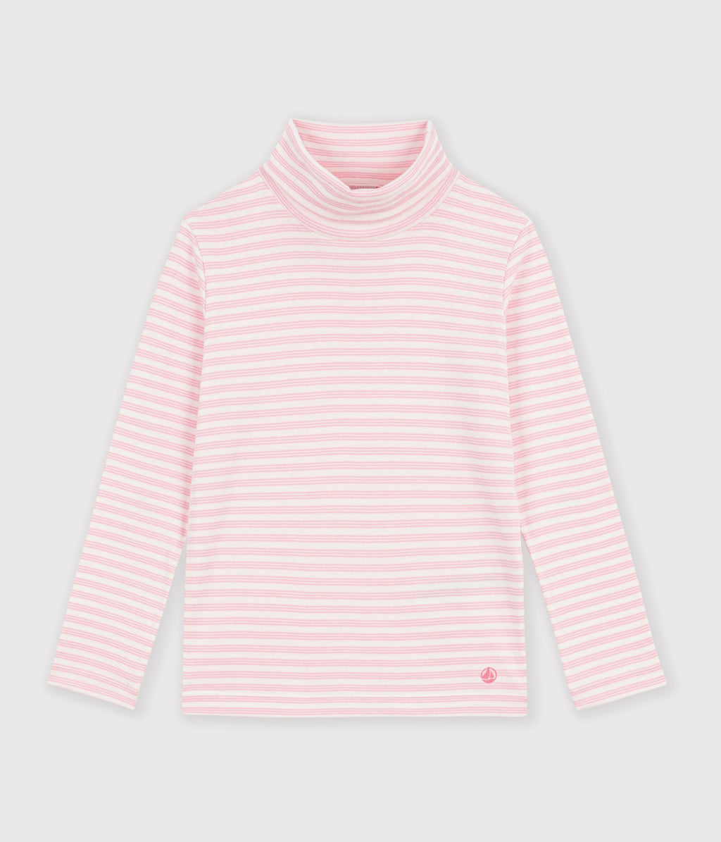 sous pull enfant en coton a rayures rose