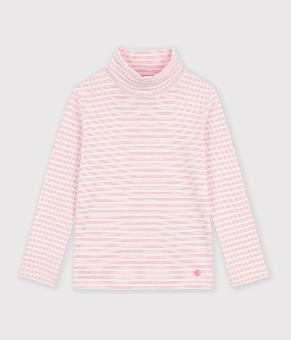 sous pull enfant en coton a rayures rose
