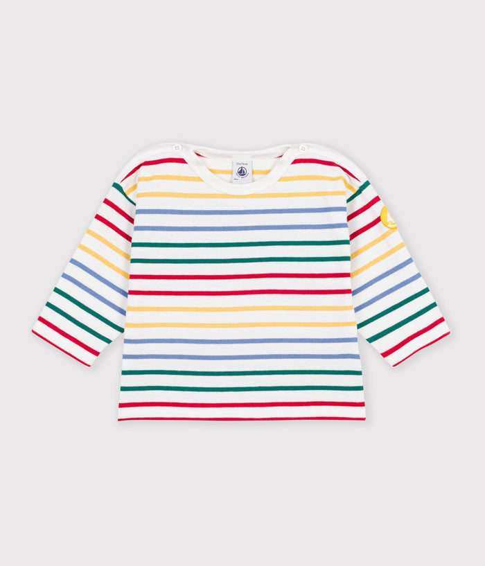 Marinière bébé en coton - Marshmallow / Multico